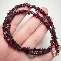 Handheld dark red garnet crystal chips bracelet with a gold metal lobster clasp - 40CM / Garnet Necklace