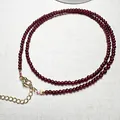Detailed view of deep red garnet beaded necklace with gold lobster clasp and chain - Necklace 2.8MM Diameter 43CM Length
