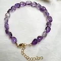 Bracciale di ametista naturale a schegge con chiusura a moschettone dorata regolabile - Bracciale Ametista