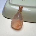 Macro detail of wire wrapped snowflake phantom crystal pendant with gold plating finish - Teardrop Phantom Quartz Style (No. 5, 17.5g, 51*25mm)