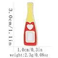 Detailed size chart for red heart enamel wine bottle pin, measuring 3.0cm by 1.0cm - Wine Bottle With Heart Style (C3481-18)