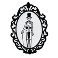 Gotische Skelett-Gentleman-Brosche mit Rose und Zylinder in antikem Rahmen-Design - Gentleman Totenkopf Stil (C3473-1)