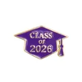 Detail of purple graduation cap enamel brooch with Class of 2026 gold lettering - Dreamy Purple (C3483-4)