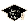 Detail of the black enamel 2026 graduation cap pin with gold scroll and tassel - Class of 2026 Bachelor Hat Style(C3471-4)