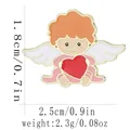 Cartoon Cupid angel brooch dimensions showing 1.8cm height and 2.5cm width measurements - Angel with Heart Style (C3481-15)