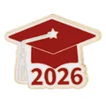 Λεπτομέρεια καρφίτσας αποφοίτησης 2026 με χρυσές άκρες και γκλίτερ φούντα για μαθητές - Στυλ Σκούρο Κόκκινο Καπέλο Αποφοίτησης 2026 (C3474-2)