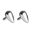 Gemelli da polso a goccia in argento lucido con finitura a specchio su sfondo bianco puro - Stile Zanzara Goccia d'Acqua (B1026) / Argento