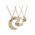 Three-piece gold heart puzzle necklace set for sisters with Big, Middle, and Little Sis engraving - Big Middle Little Sister Gold Heart Puzzle Style (A1841GO)