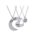Three-piece silver heart puzzle necklace set for sisters with Big, Middle, Little Sis engraving - Big Middle Little Sister Silver Heart Puzzle Style (A1841SI)