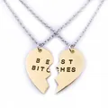 Set di collane a cuore 'Best Bitches' con ciondoli dorati e catene d'argento fini - Oro (Cuore a 2 Pezzi)