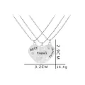 Detailansicht der dreiteiligen Best Friends Forever Puzzle-Herz-Halsketten mit Strass - Silber Dreiteiliges Strass-Puzzle (A1122)