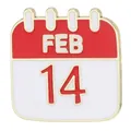 Spilla smaltata per San Valentino con design del calendario rosso e bianco 14 febbraio - Stile Calendario 14 Febbraio (C3481-1)