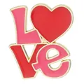 Broche en émail doré avec texte LOVE et motif de cœur rouge pour la Saint-Valentin - C3481-6