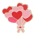 Broche bouquet de ballons en cœur émaillé avec cœurs rouges et nœud doré élégant - Style Bouquet de Ballons Cœur (C3481-7)
