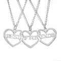 Set di 3 collane con puzzle a cuore in argento e incisione Best Friends - Patchwork Cavo Argento in Tre Pezzi (A1267SI)