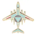 Detailed blue enamel airplane fighter jet lapel pin with gold plating for backpack decor - Light Blue Passenger Plane (C3214-1)