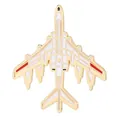 White enamel airplane lapel pin with gold metal trim and red wing detail accents - White Passenger Plane (C3214-2)