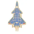 Stealth fighter jet enamel brooch in sky blue with gold plated alloy outlines - Blue Stealth Fighter (C3214-3)