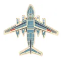 Broche d'avion de transport en émail et alliage aux finitions bleu et doré - Avion de Transport Bleu Gris (C3214-5)