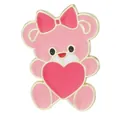 Broche en émail ours rose avec cœur rouge et nœud papillon en alliage doré - Style Ours Rose avec Cœur (C3481-13)