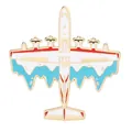 Broche avion vintage en alliage avec émail blanc et bleu et bords dorés - Avion Retro Bleu Blanc (C3214-6)