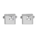 Square silver cufflinks with square crystal stones for men's formal business shirt suits - White