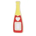 Broche émaillée en forme de bouteille de champagne avec cœur blanc et métal doré - Style Bouteille de Vin Cœur (C3481-18)