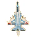 Insigne en émail en forme d'avion de chasse bleu ciel et or pour collection - Chasseur Bleu Ciel (C3453-5)