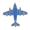 Broche avion à hélices en émail bleu avec des finitions en métal doré poli - Avion Retro Bleu (C3039-1)