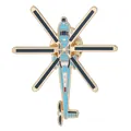 Dettaglio di una spilla in smalto a forma di elicottero con finitura blu - C3418-3
