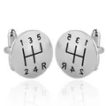 Gemelli in argento con motivo cambio manuale, accessorio moda di lusso per uomini - Design del Cambio (B1089)