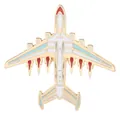 Broche avion en émail doré avec détails d'ailes blanches et rouges élégantes - Avion Blanc Rouge (C3295-2)