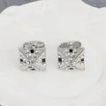 Boutons de manchette carrés pour hommes avec émail noir et strass sur assiette - Strass / Style Color-Block à Strass Carré (B1113)