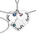 Detail der Best Friends Forever Herz-Puzzle-Halsketten mit bunten Strasssteinen - Dreiteiliges Strass-Herz-Puzzle (A1549)