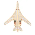 Broche en alliage d'aviation forme bombardier avec émail blanc et bordure dorée - Bombardier Supersonique Blanc (C3295-5)