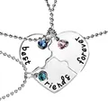 Set di tre collane dell'amicizia con ciondoli a cuore e strass colorati brillanti - Puzzle Cuore Strass in Tre Pezzi (A1549)