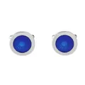 Klassische silberfarbene runde Manschettenknöpfe mit blauem Sonnenstrahl-Emaille-Finish - Blau