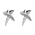 Elegant silver hummingbird cufflinks with detailed feather engravings and swivel bar - Hummingbird Style (B1179) / Silver