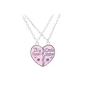 Halsketten-Set Big Sister Little Sister mit rosa Herzanhänger und glitzernden Strasssteinen - Große Und Kleine Schwester Rosa Emaille Herz Stil (A1647PI)