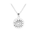 Collier minimaliste en argent avec pendentif soleil souriant et message gravé sur la pièce - Argent (A1663)