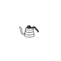 Cartoon enamel lapel pin featuring a classic black and white drip coffee pour-over kettle - Thin Spout Drip Pot Style (C1106-3)