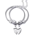 Set di bracciali madre e figlia con ciondolo a cuore e perle con scritta LOVE - Bracciale Cuore Madre Figlia (G1064)
