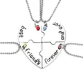 Vierteiliges Herz-Puzzle-Freundschaftsketten-Set mit bunten Kristallen für beste Freunde - Vierteiliges Herz-Puzzle (A1831)