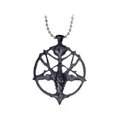 Collar con colgante de cabeza de oveja gótica negra mate con cadena de bolas de metal - Colgante Baphomet Negro (A1703)
