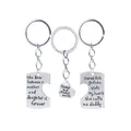 Set di tre portachiavi familiari in metallo argentato lucido con citazioni incise - D1088