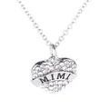 Collana a cuore d'argento con scritta 'MIMI' e pavé di cristalli per la famiglia - Mimi