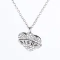 Collana a cuore argento con cristalli scintillanti e piastrina incisa NIECE per regali - Nipote