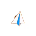 Detail of paper airplane enamel brooch featuring gold plating and blue-white filling - Paper Plane (C1080-1)