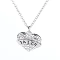Collana a cuore argento con cristalli brillanti e scritta FAITH incisa sul ciondolo - Fede