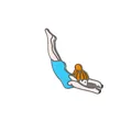 Minimalist enamel pin featuring a jumping girl in a blue swimsuit for swimming lovers - Diving Girl Style (C1094-1)